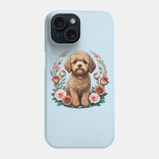 Mini Goldendoodle With Roses Phone Case