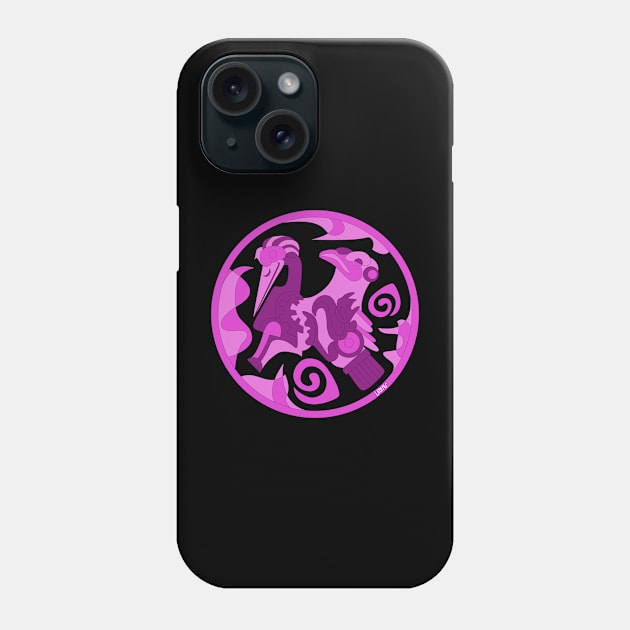 totonac birds in ancient mexican patterns ecopop floral glyph pictogram purple Phone Case by jorge_lebeau