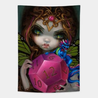 8 Sided Die Gamer Girl Fairy Dragon Tapestry