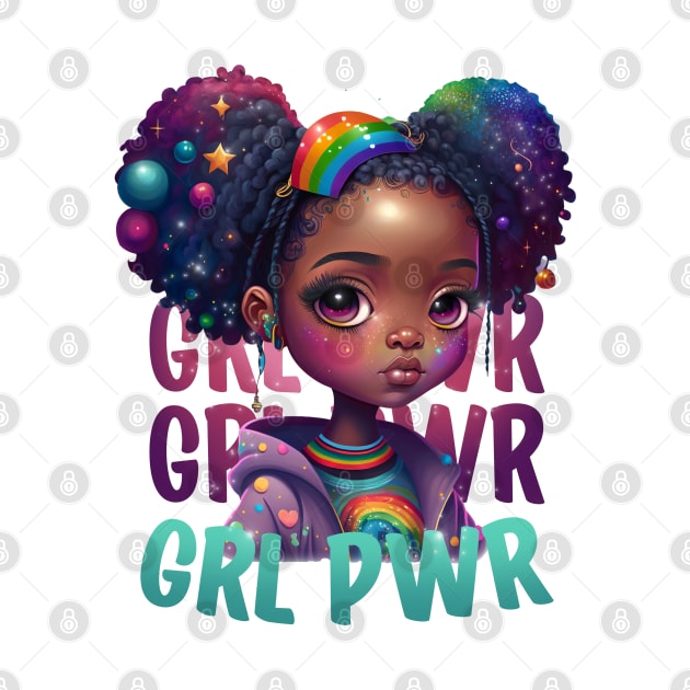 GRL PWR Cute Black Girl Power Women Empower by Irene Koh Studio