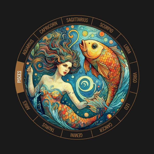 ZODIAC Pisces - Astrological PISCES - PISCES - ZODIAC sign - Van Gogh style - 10 by ArtProjectShop