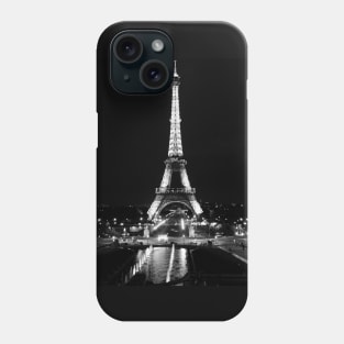 Eiffel Tower Paris at night black and white Phone Case