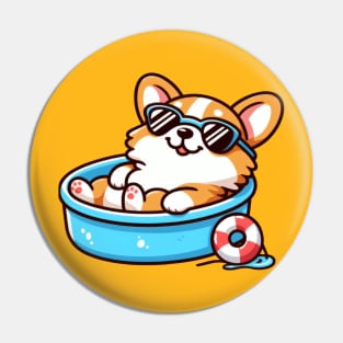 Summer corgi with sunglasses Pin