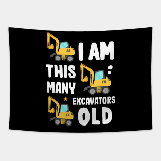 Toddler Outfit as 3rd Birthday Excavator Tapestry