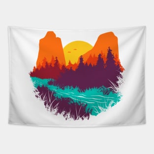 River and Sunset Tapestry