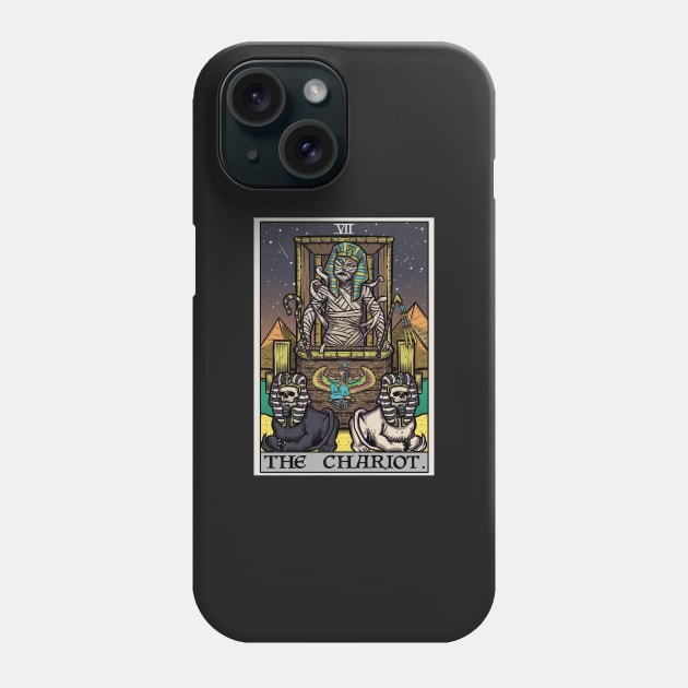 The Chariot Tarot Card Halloween Mummy Sphinx Egyptian Pyramids Phone Case by TheGhoulishGarb