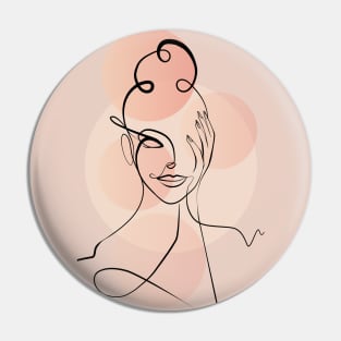 Single Line Face Art, Woman Face One Line Drawing Pin