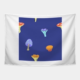 Mushrooms on a Blue Background Tapestry