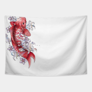 Garnet Koi Fish Tapestry