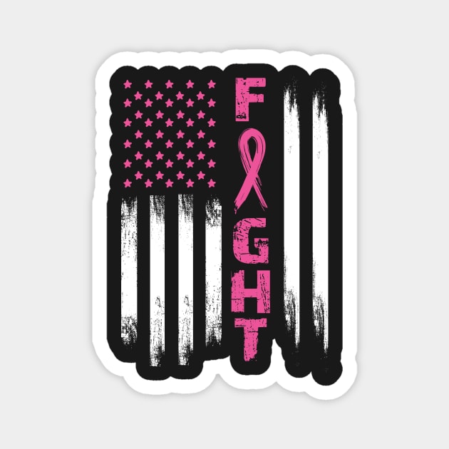 Breast Cancer Awareness T-Shirt American Flag Distressed Magnet by Novelty-art