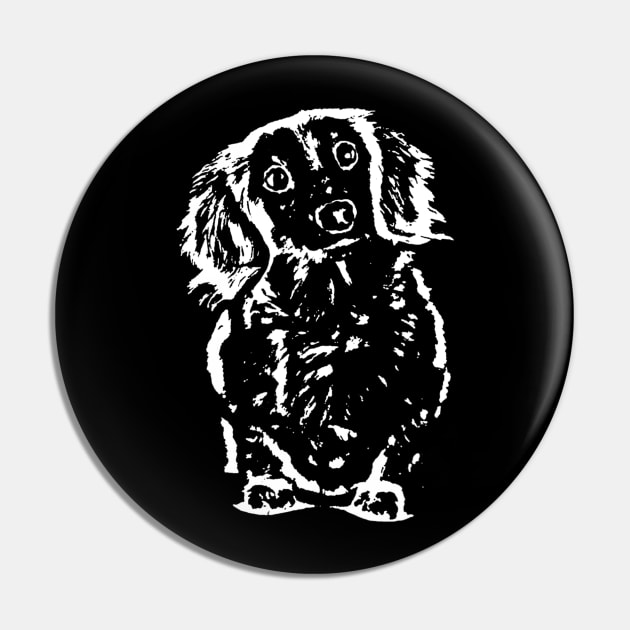 Long Haired Dachshund Sketch Pin by Xamgi