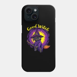 Good Witch  Cat for a Witch riding a broom Phone Case