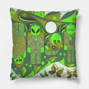 green alien brick soccer team ecopop Pillow