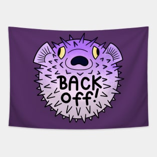 Back off! Purple Puffer Fish Tapestry