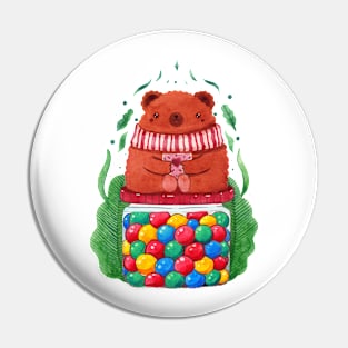 Bear candies jar watercolor Pin