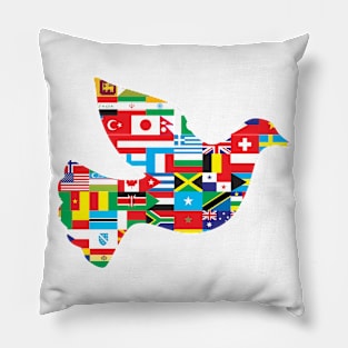 Dove in multicoloured flag design Pillow