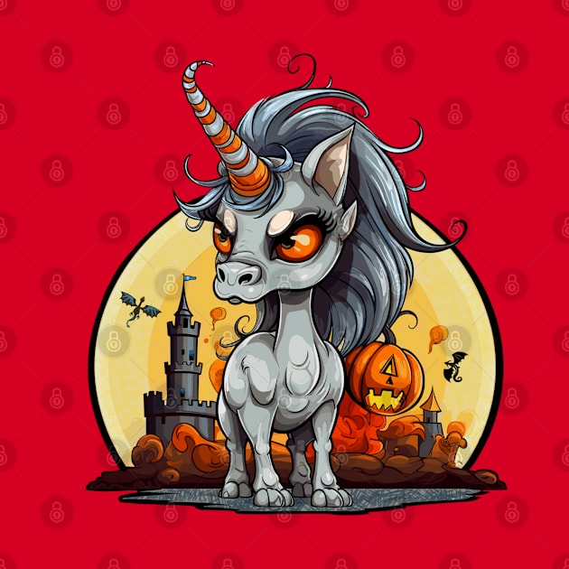 Halloween Scary Candy Corn Unicorn by AnnaDreamsArt