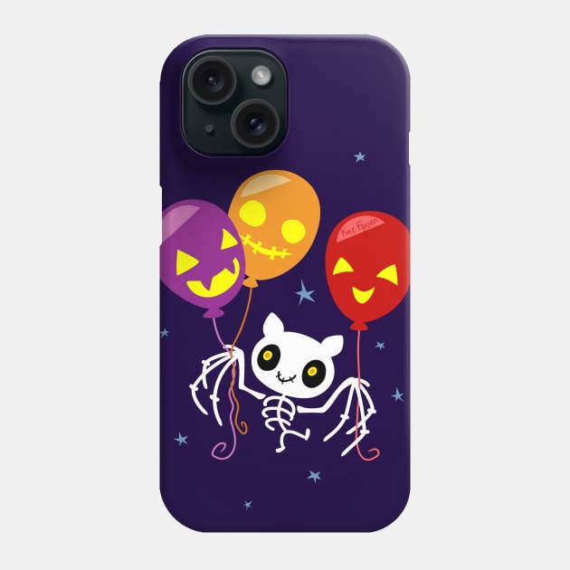 Halloween Bat Skeleton Flying With Balloons Phone Case by Kaz_Foxsen