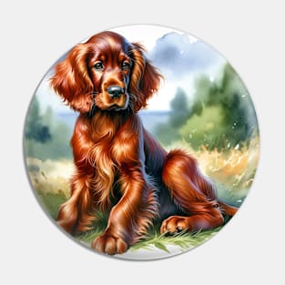 Watercolor Puppies Irish Setter - Cute Puppy Pin