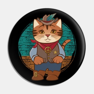 Old West Peaceful Cowgirl Sheriff Cat Pin