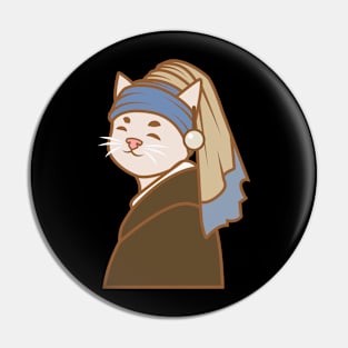 Cat With Pearl Earring Pin