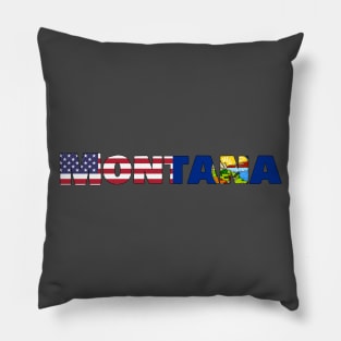 Montana State Flag/American Flag Logo Pillow