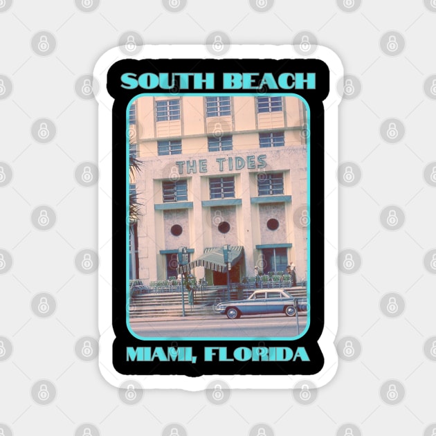 Retro Hotel Miami Beach, Florida Magnet by The Golden Palomino