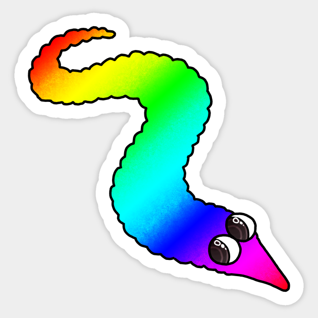 Rainbow Worm - Worm On A String - Sticker | TeePublic
