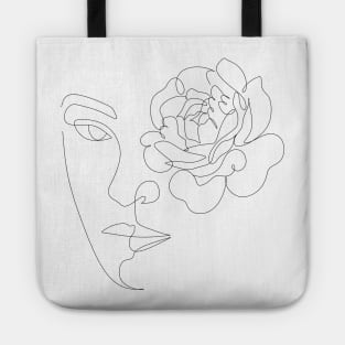 Line Art Woman with peony Tote