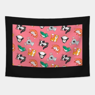 Cute Baby Animals Pink Penguin Fox Koala Animal Social Distancing FaceMask Teachers Tapestry