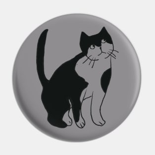 gray-white drawing in minimalistic style Bad cat Pin