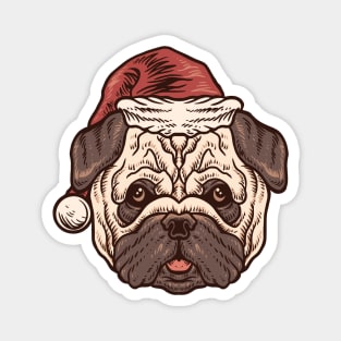 Cute Christmas Pug Illustration Magnet