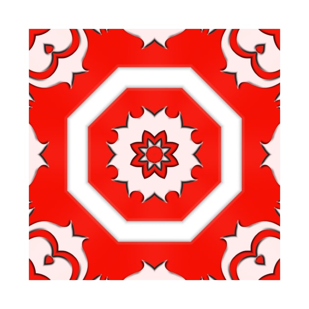 Bright Red Kaleidoscope Pattern (Seamless) 8 by Swabcraft