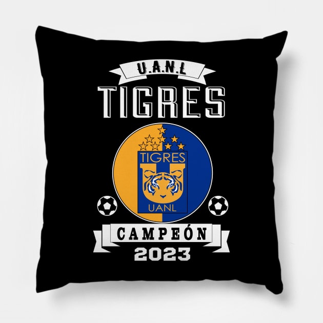 Playera de Tigres Campeon 2023 Futbol Mexicano Pillow by soccer t-shirts