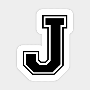 Initial Letter J - Varsity Style Design - Black text Magnet