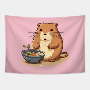 Cute Capybara eating ramens Tapestry