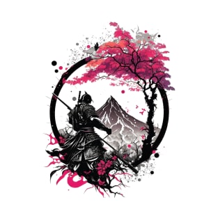 Samurai warror pink and white T-Shirt