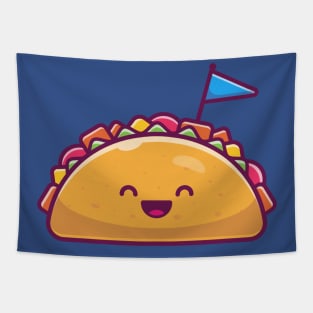 Cute Taco With Flag Cartoon Tapestry