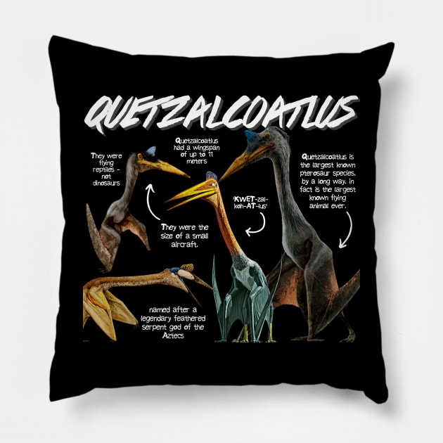 Quetzalcoatlus Fun Facts Pillow by Animal Facts and Trivias