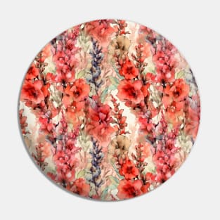 Red Snapdragon flower pattern in Watercolor alcohol ink Pin