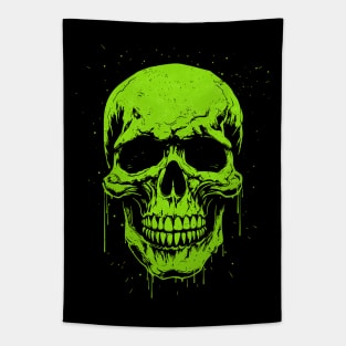 Neon Green Skull Monster Spooky Tapestry