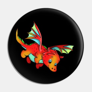 Cute Orange Flying Cartoon Baby Dragon Pin