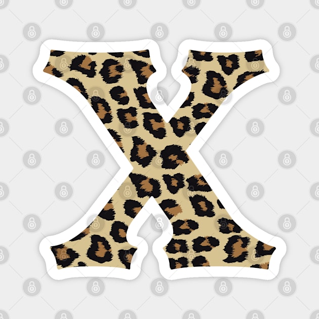 Letter X Leopard Cheetah Monogram Initial Magnet by squeakyricardo