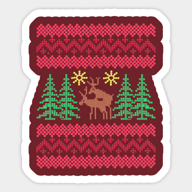 Ugly Christmas Funny Reindeer - Ugly Christmas - Sticker