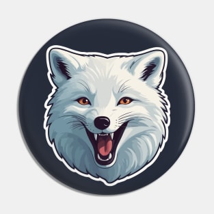 Smiling arctic fox head Pin