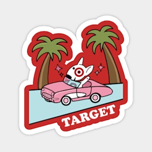 Pink Cadillac Bullseye Dog Team Member Magnet