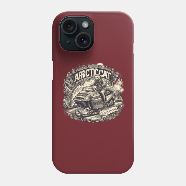 Vintage Snowmobile Cat Phone Case by Midcenturydave