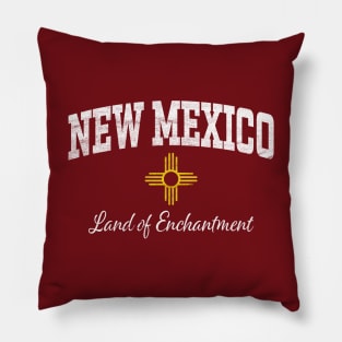 New Mexico NM Land of Enchantment Athletic Distressed Pillow