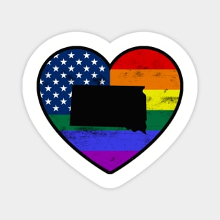 South Dakota United States Gay Pride Flag Heart Magnet