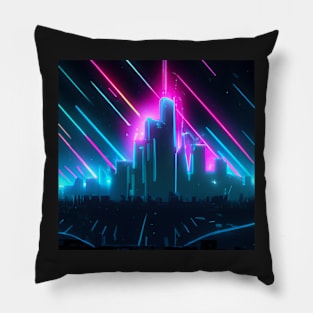 Cyberpunk city at night Pillow